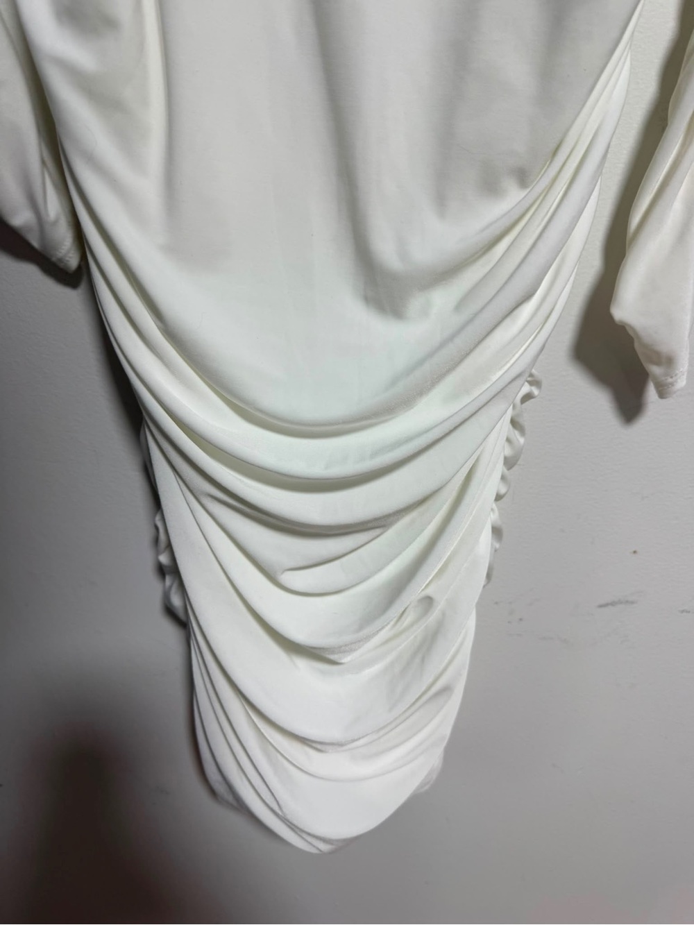 Club L London Seductress White Square Neck Ruched Bodycon Midi Dress UK 14 US 10 - Picture 9 of 13